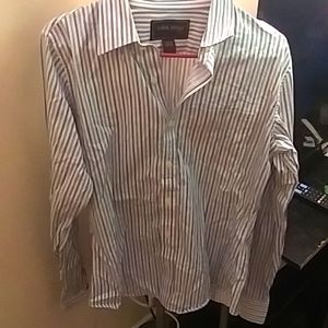 Ezra Fitch dress shirt mens blue whites striped ve